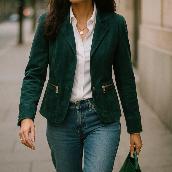 MOTIVI Emerald Green Corduroy Jacket Blazer - Picture 3 of 15